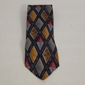 Pierre Balmain Diamond Pattern Tie in Gold, Blue, and Red